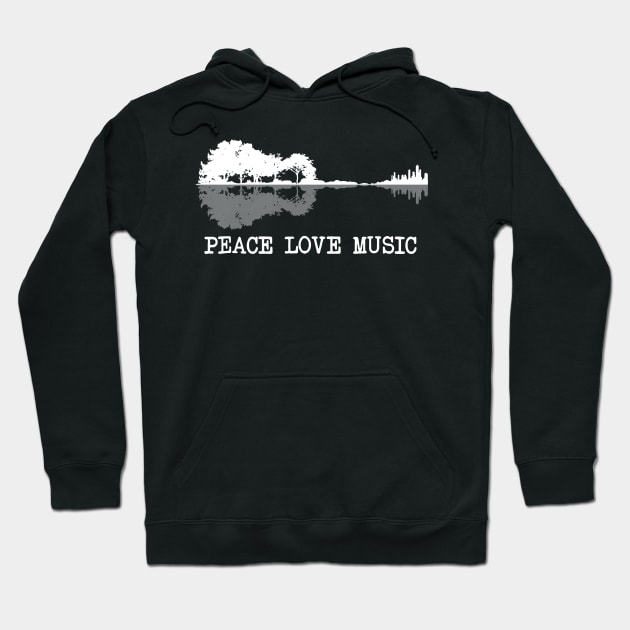 Peace Love Music Guitar Lake Shadow Hippie Gift Hoodie by HomerNewbergereq